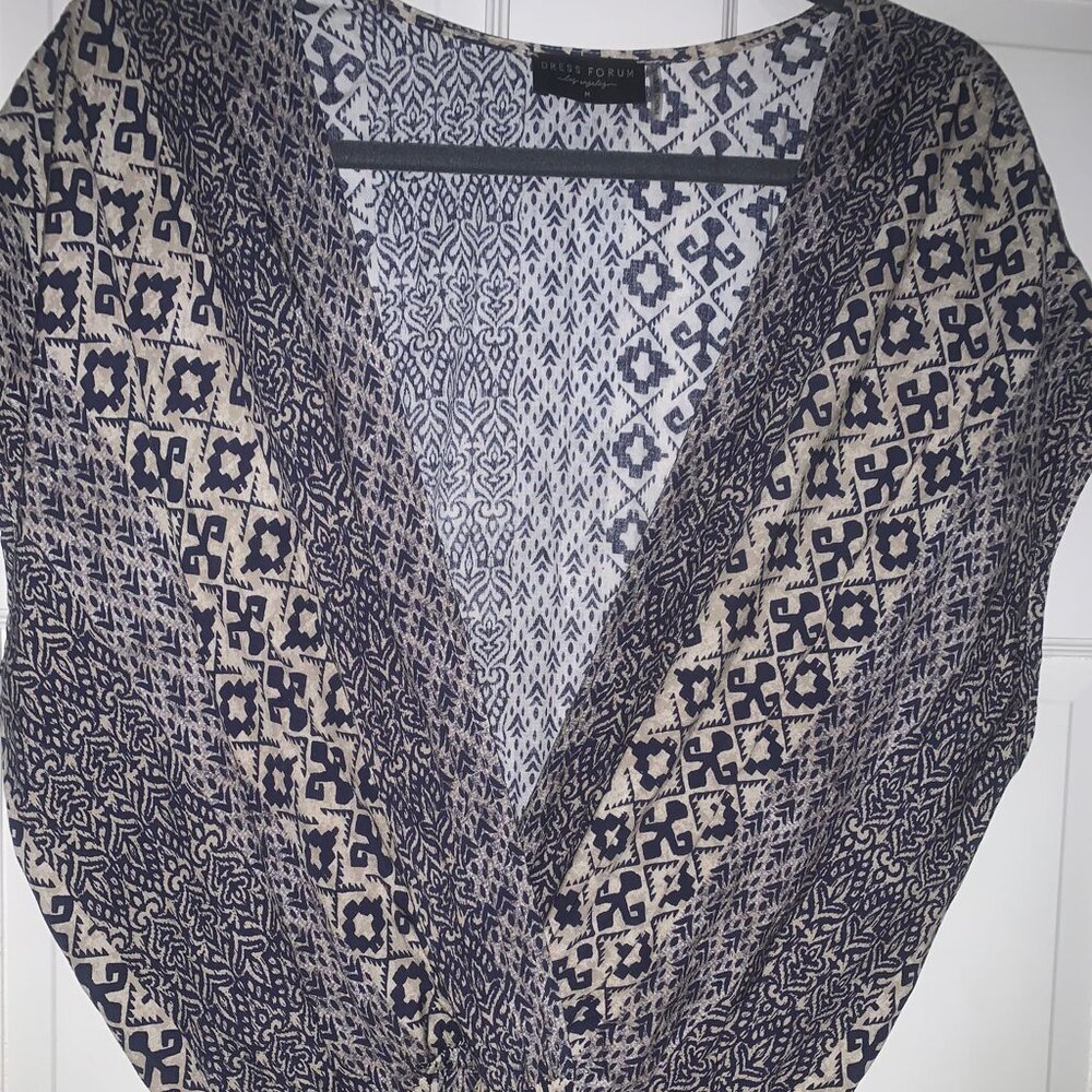 Dress Forum Blue Wide Leg Boho Jumpsuit Los Angeles Medium